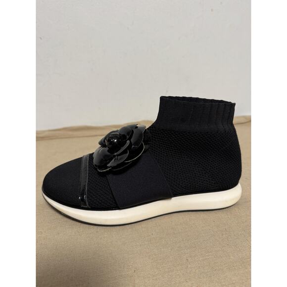 Chanel Shoes Womens Black Camellia Sock Slip On Made in Italy Sneakers CC Logo - Picture 7 of 16